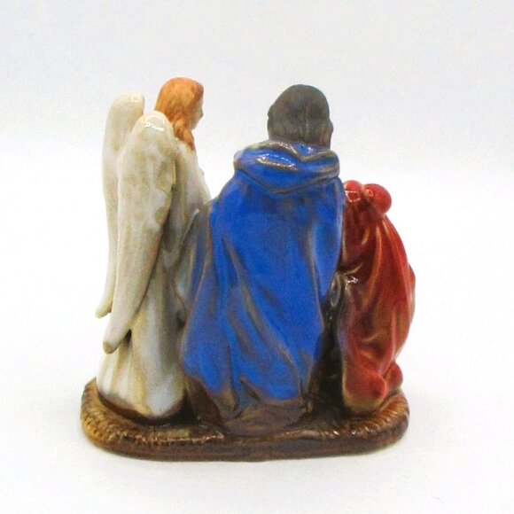 Holy Family Nativity Scene Figurine W/Angel 6" Hand-Painted Ceramic Christmas De - Picture 7 of 8